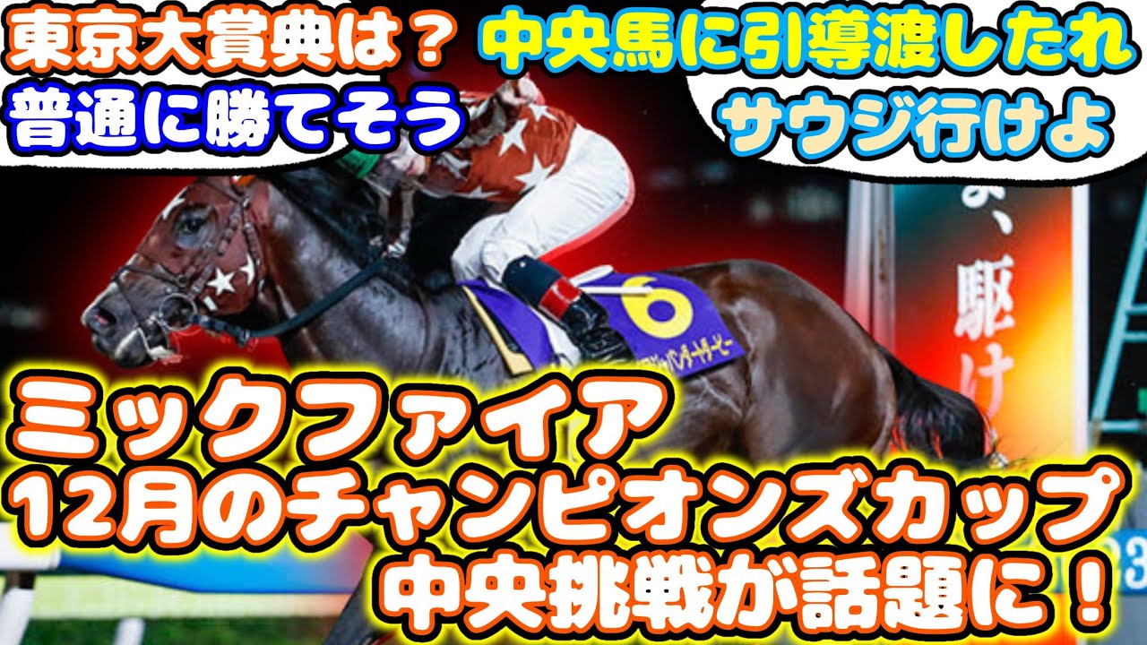 【競馬】 ミックファイア 12月チャンピオンズカップで中央挑戦が話題に！【みんなの反応】
