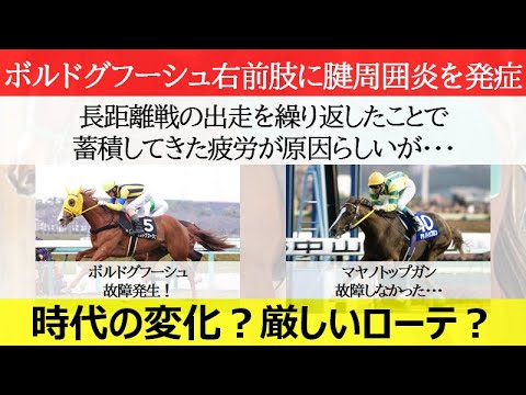 【有力馬情報】ボルドグフーシュ右前肢に腱周囲炎発症！その理由が時代の流れなのか、ひと昔前なら理由になりえない理由