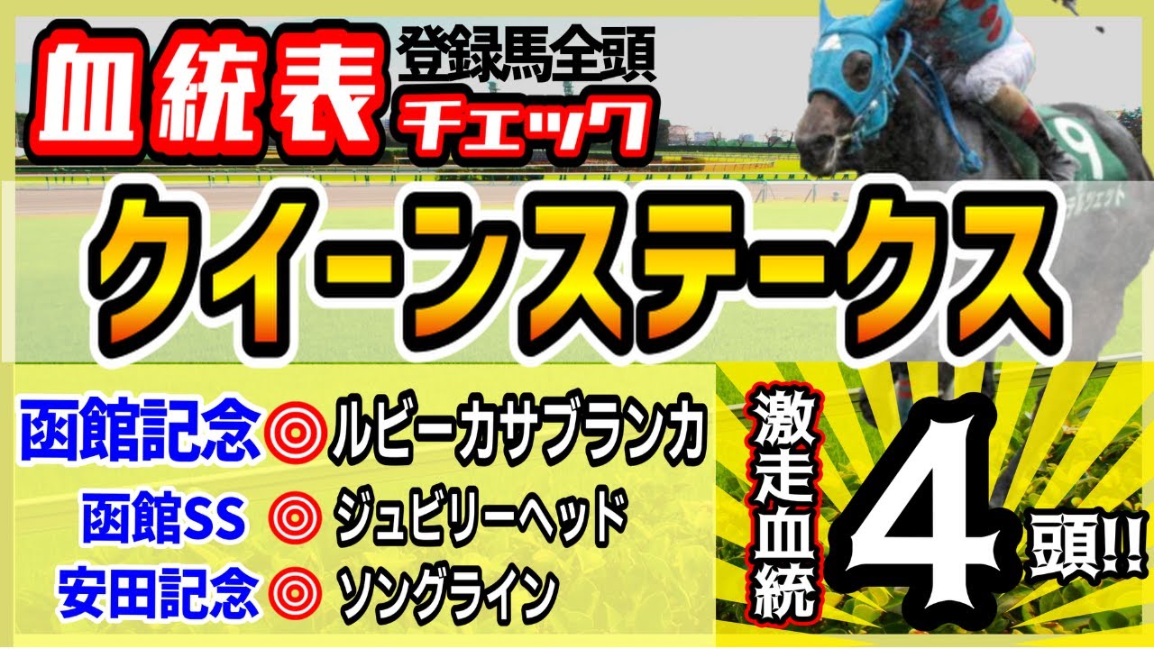 【クイーンS2023】最後の直線の激アツ目指して！穴馬のプラス血統、人気馬のマイナス血統、全頭血統チェック！高評価4頭！