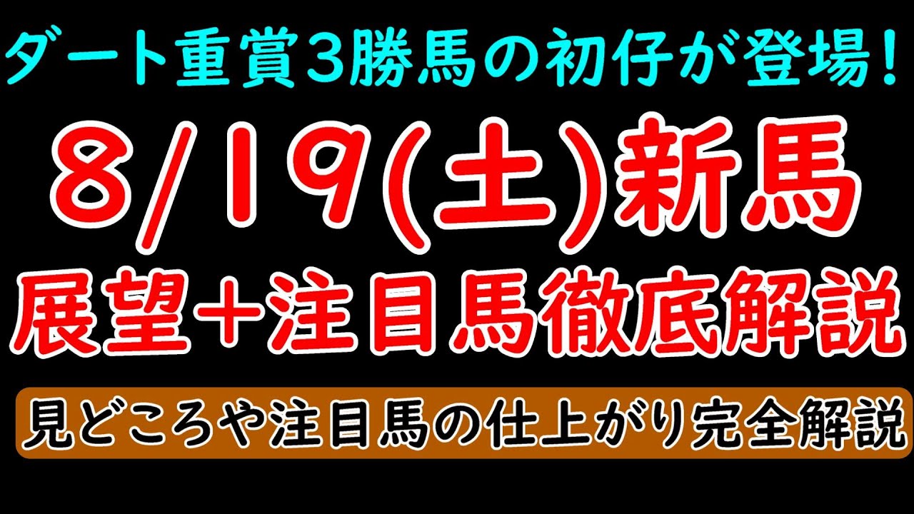 8/19(土)新馬戦展望+注目馬徹底解説！ダート重賞3勝馬の初仔が登場！【POG23-24】