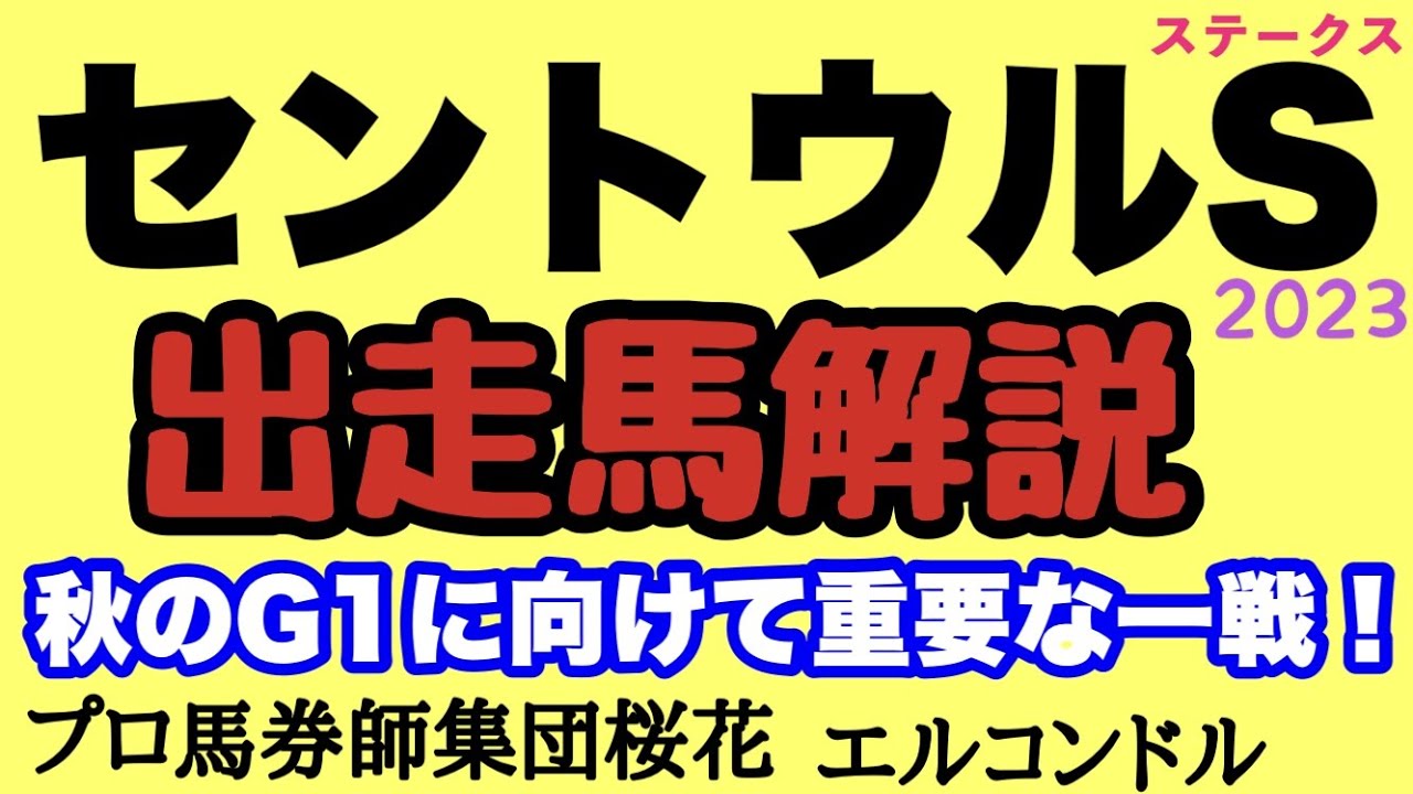 プロ馬券師集団桜花エルコンドル氏のセントウルステークス2023出走馬解説！！サマースプリント最終戦にして秋のスプリンターズステークスに向けて非常に重要な一戦！３歳と古馬の力量も気になるところ！