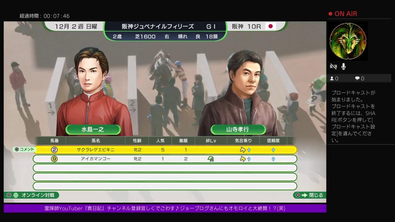 アイカマンゴー1番人気サクラレゲエビキニ5番人気G1挑戦！阪神ジュベナイルフィリーズ優勝なるか！？