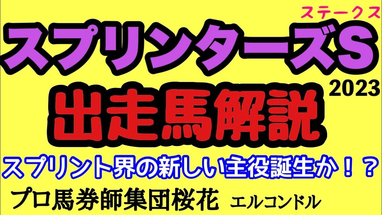 プロ馬券師集団桜花のエルコンドル氏のスプリンターズステークス2023出走馬解説！！さぁいよいよ秋のG1シーズン開幕！ピクシーナイト以外はG1勝利なし！新たなスプリントの主役の誕生なるか！