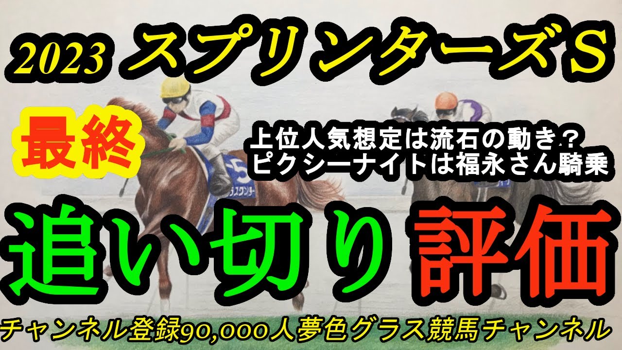 【最終追い切り評価】2023スプリンターズステークス！ピクシーナイトは福永さんが騎乗！上位人気想定馬の動きはどうか！？