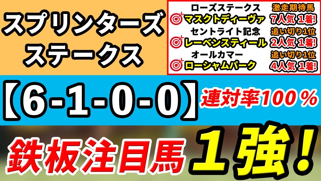 スプリンターズステークス2023【予想】「6-1-0-0」連対率100％！混戦ムードだが断然１強はコレ！先週オールカマー◎ローシャムパーク4人気1着！