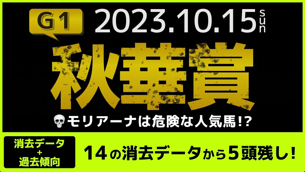 『2023 G1 秋華賞  消去データ & 過去傾向 』モリアーナは危険な人気馬？　14の消去データから5頭残し！