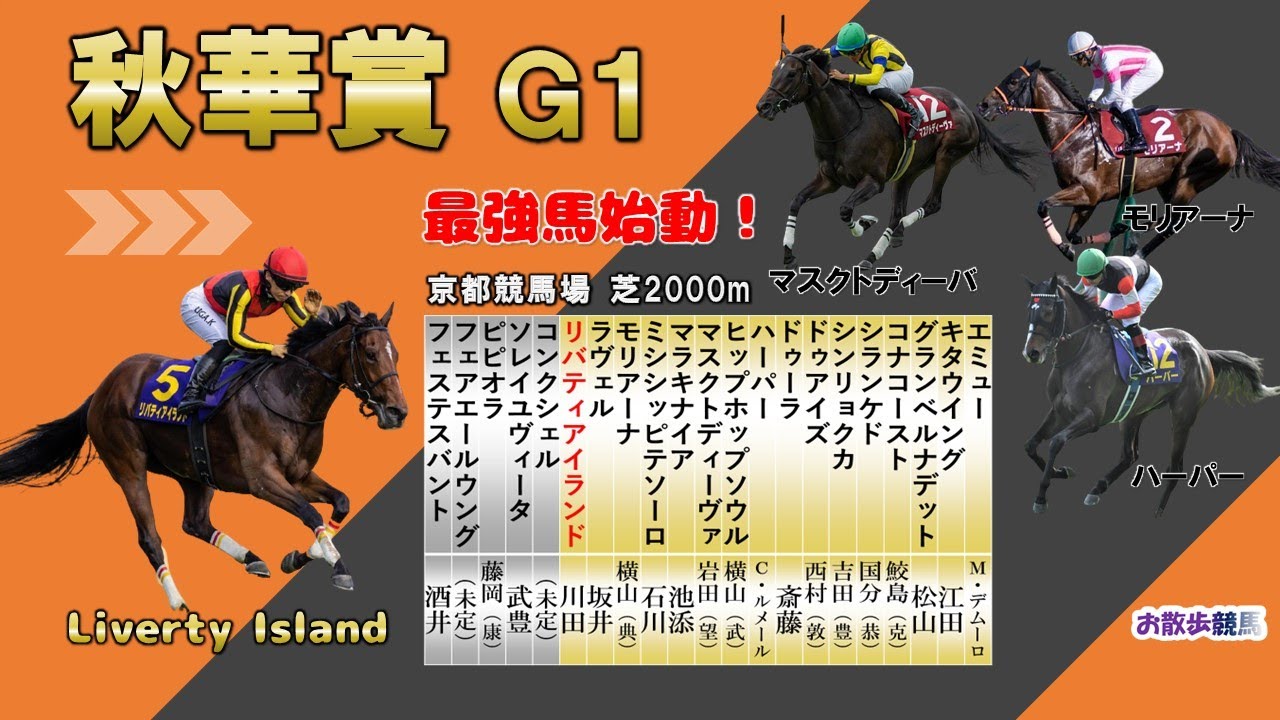 秋華賞   リバティアイランド始動！ 各馬の参考レースをお楽しみ下さい。