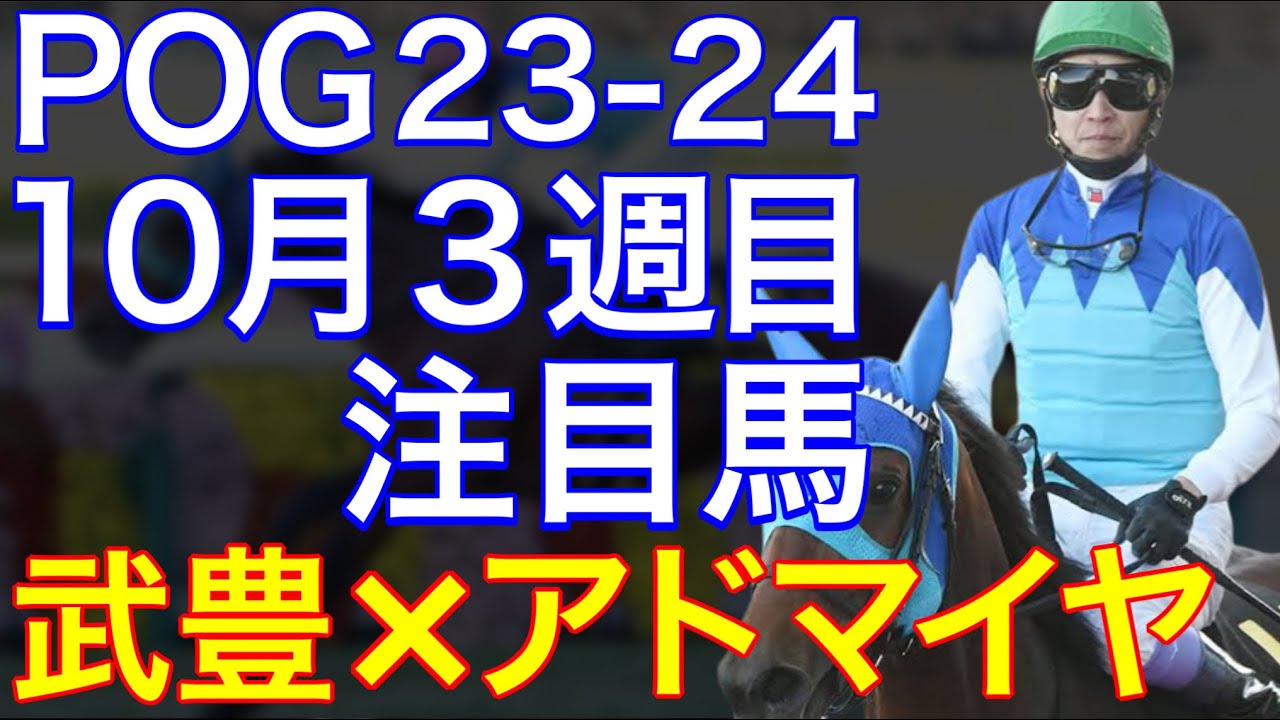 【POG/23-24】10月３週目デビューの注目新馬を紹介【武豊×アドマイヤ×友道厩舎の期待馬がデビュー！！】