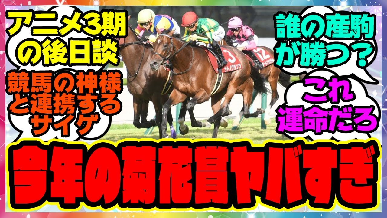 『今年の菊花賞でキタサン、ダイヤ、クラウン、ドゥラメンテ産駒が対決！？これアニメウマ娘3期の後日談だろ』に対するみんなの反応集 まとめ ウマ娘プリティーダービー レイミン