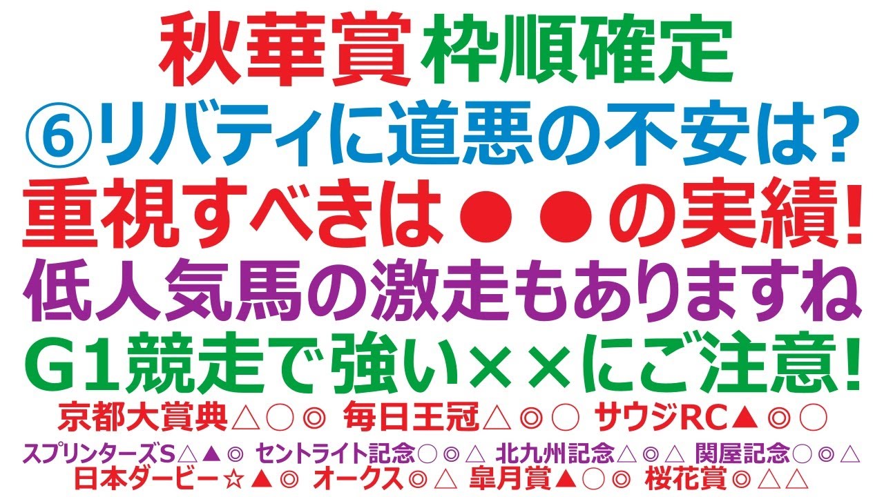 秋華賞2023枠順確定　⑥リバティアイランド、道悪に不安は？ 重視すべきは●●での実績！ 低人気馬の激走もありそうです。