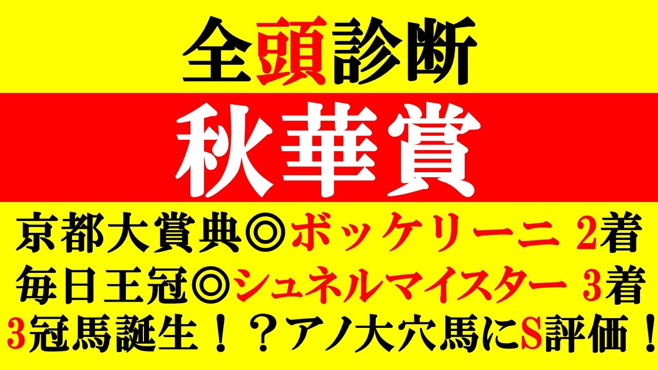 【秋華賞 全頭診断 2023】2週連続本命馬好走中！京都大賞典◎ボッケリーニ2着！毎日王冠◎シュネルマイスター3着！アノ大穴馬にS評価！