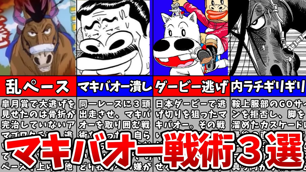 【みどりのマキバオー】マキバオーの戦術解説！皐月賞でアマゴワクチンが見せた大逃げ乱ペースやダービーのマキバオーが逃げた戦術を一挙紹介します！【ジャンプ黄金期漫画】