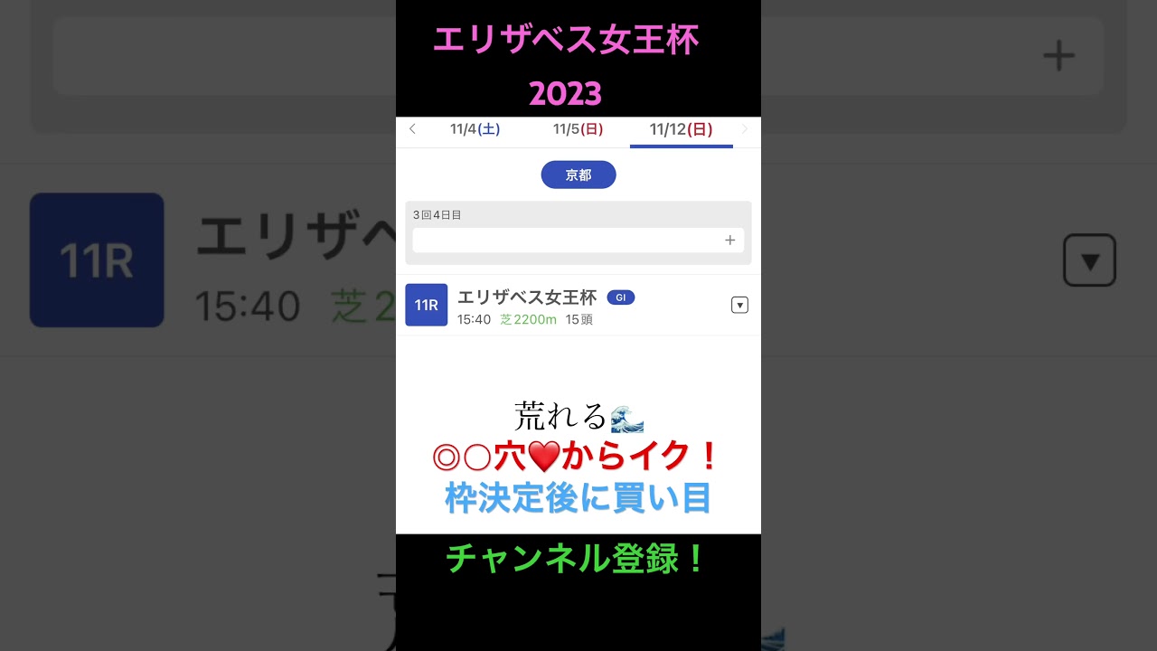エリザベス女王杯2023の穴馬はこのこ達！#エリザベス女王杯2023#エリ女#エリザベス女王杯荒れる#競馬 #競馬予想 #競馬買い目 #競馬的中 #ギャンブル