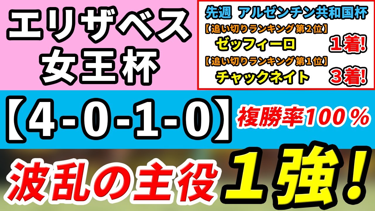 エリザベス女王杯2023【予想】「4-0-1-0」複勝率100％！ブレイディヴェーグ＆ハーパーではない！？まさかの１強はコレ！先週AR共和国杯は追切2位ゼッフィーロ1着！追切1位チャックメイト3着！