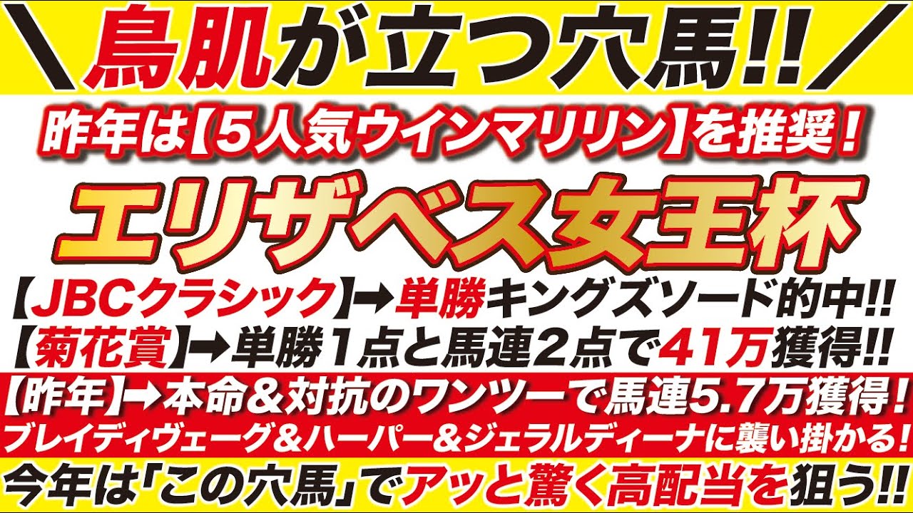 エリザベス女王杯 2023【予想】えっ？！こんなに人気ないの？！ブレイディヴェーグ＆ハーパー＆ジェラルディーナに襲い掛かる！今年の穴馬ならこの馬だ！