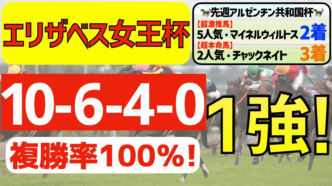 【エリザベス女王杯2023】自信の１強「10-6-4-0」複勝率100％の鉄板データ発見！先週ＡＲ共和国杯「推奨馬２頭が馬券内」の私馬ん福オススメの軸１頭はコレ！