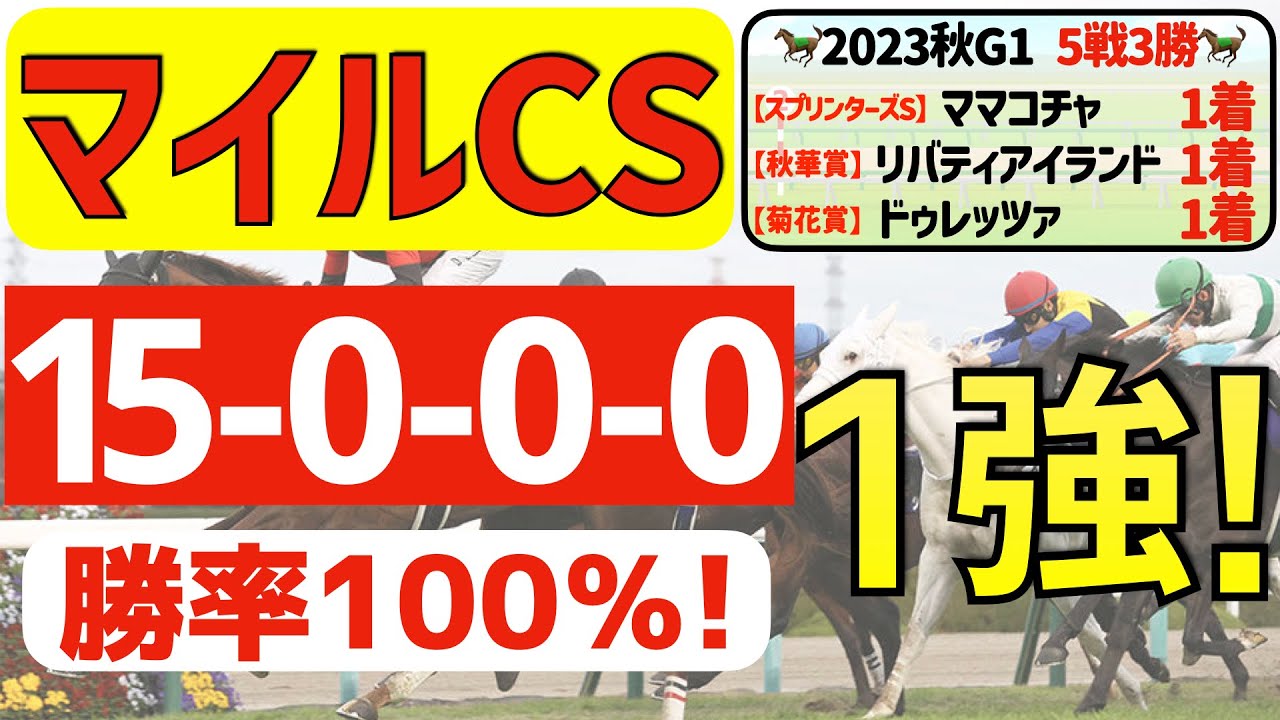 【マイルチャンピオンシップ2023】確信の１強「15-0-0-0」勝率100％の鉄板データ発見！今年秋Ｇ１シリーズ「５戦３勝」の私馬ん福オススメの軸１頭はコレ！