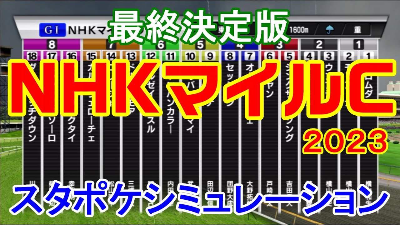 NHKマイルカップ2023 シミュレーション最終決定版 【スタポケ】【競馬予想】枠順確定後 NHKマイルC ドルチェモア エエヤン カルロヴェローチェ オオバンブルマイ【AIシミュレーション】