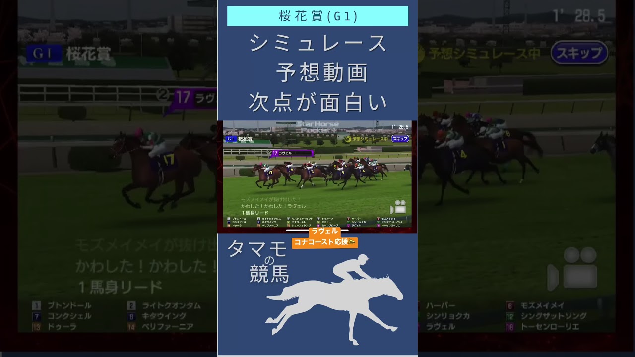 桜花賞2023予想動画 #コナコースト #ラヴェル #桜花賞2023 #shorts #シミュレース