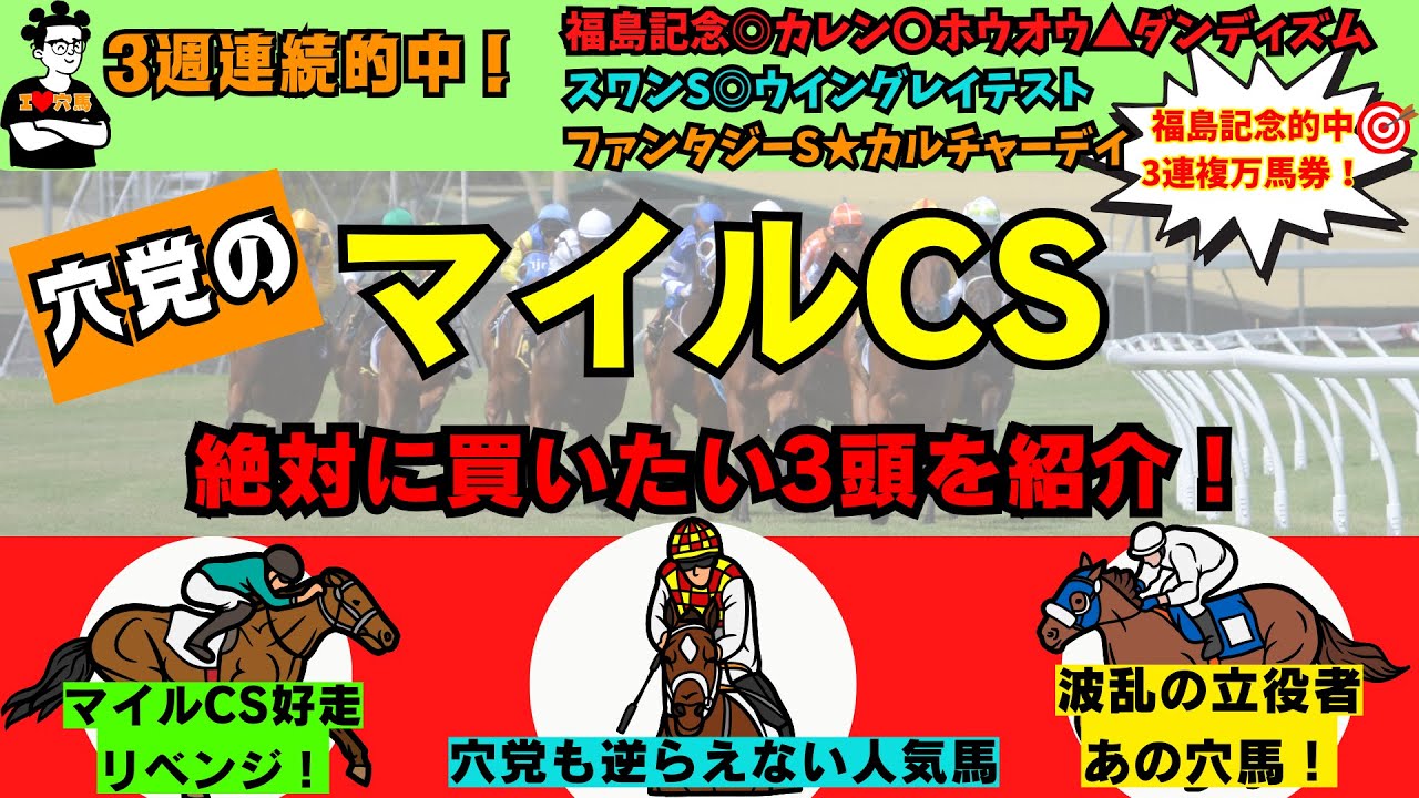 【穴党のマイルCS】【大穴単勝含め3週連続的中🎯】【福島記念〇▲◎万馬券GET🎯】穴党がマイルCSで絶対に買いたい３頭を紹介！