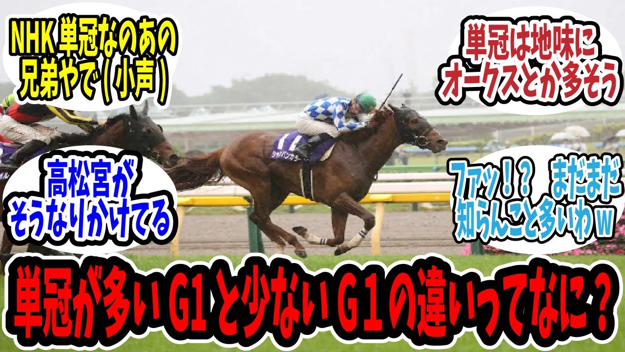 単冠の多いG1と少ないG1がどんな感じなのか知りたい！【競馬の反応集】