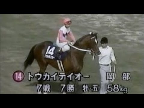 第１０５回　天皇賞（春） （ＧⅠ）　本馬場入場　1992.4.26　　出走馬：トウカイテイオー、メジロマックイーン、イブキマイカグラ、カミノクレッセ、ダイユウサク、タニノボレロ、ヤマニングローバル他