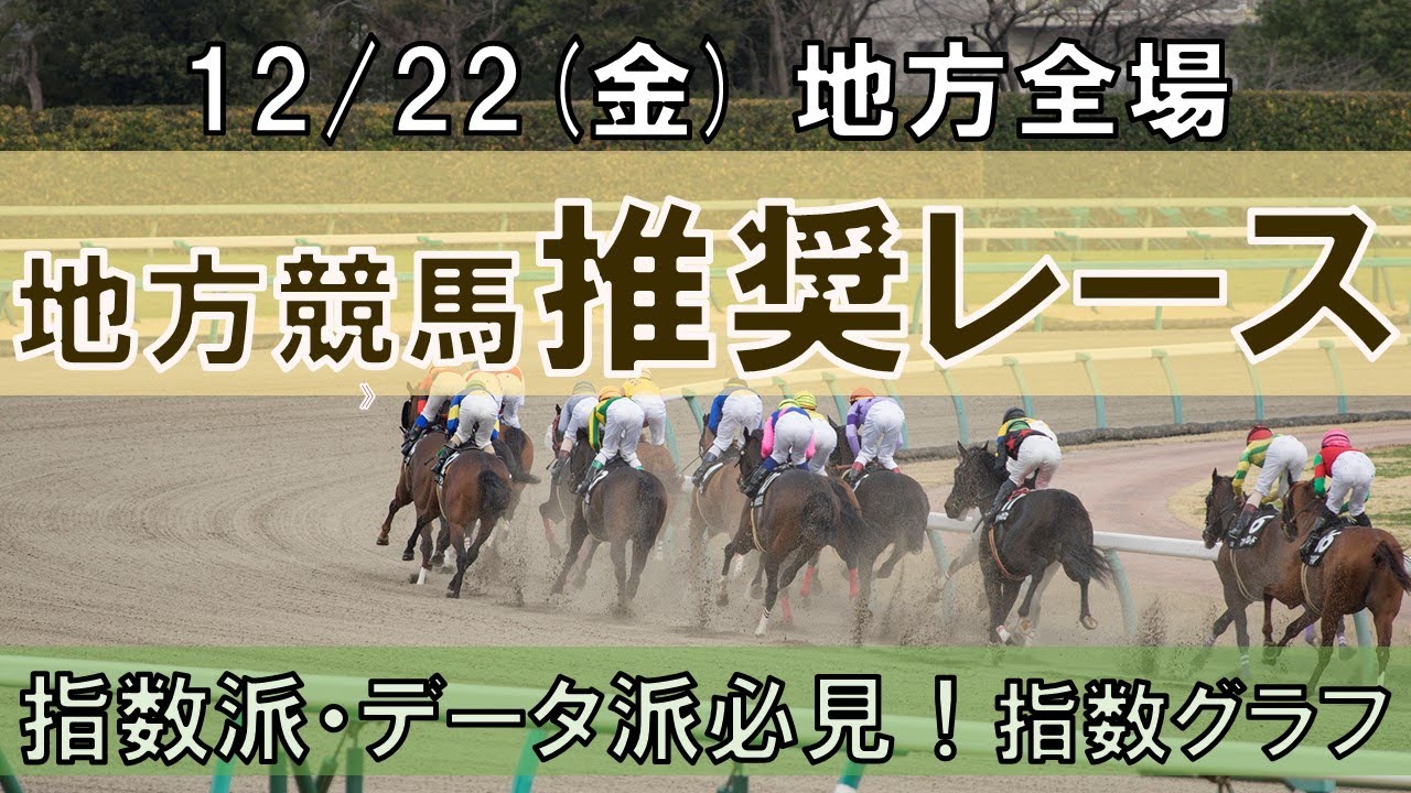 12/22(金) 地方競馬全場から推奨レースを紹介【地方競馬 指数グラフ・予想・攻略】浦和競馬、名古屋競馬