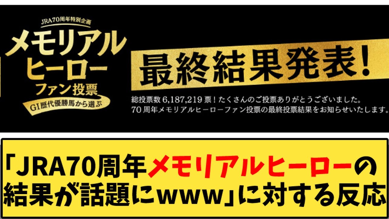 【競馬】「JRA70周年メモリアルヒーローの結果が話題にwww」に対する反応【反応集】