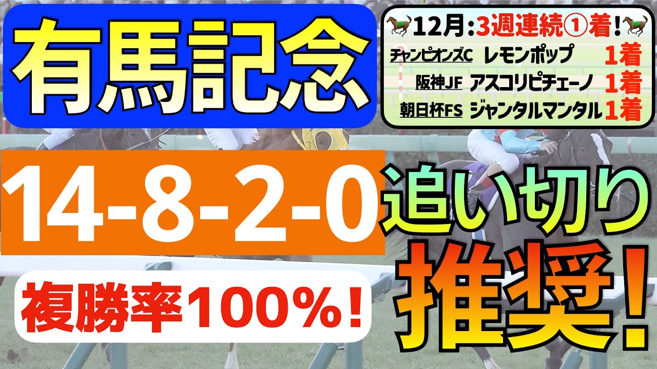 【有馬記念2023】執念の仕上がり「14-8-2-0」複勝率100％の激アツデータ発見！現在３週連続①着の「追い切り推奨馬」はコレ！