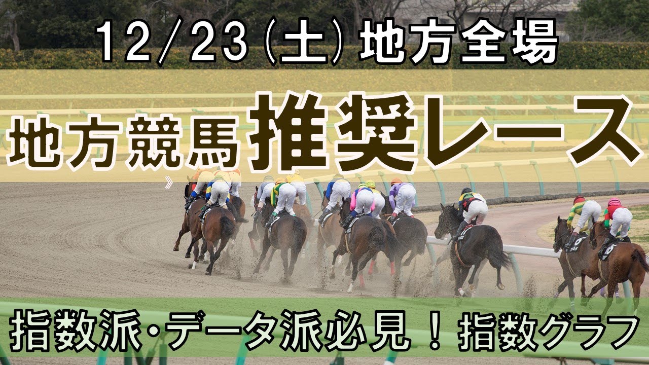 12/23(土) 地方競馬全場から推奨レースを紹介【地方競馬 指数グラフ・予想・攻略】金沢競馬、佐賀競馬
