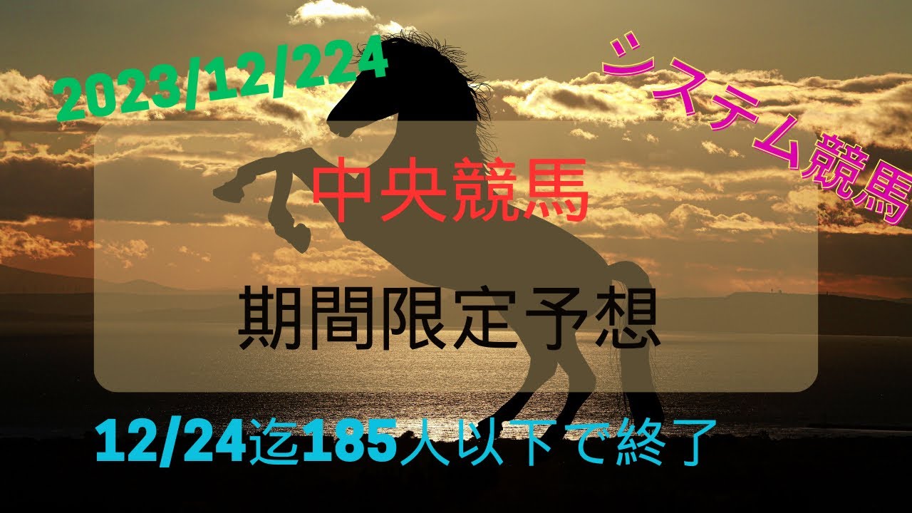 期間限定予想？2023年12月24日中央競馬SP予想今週185人以上で続投