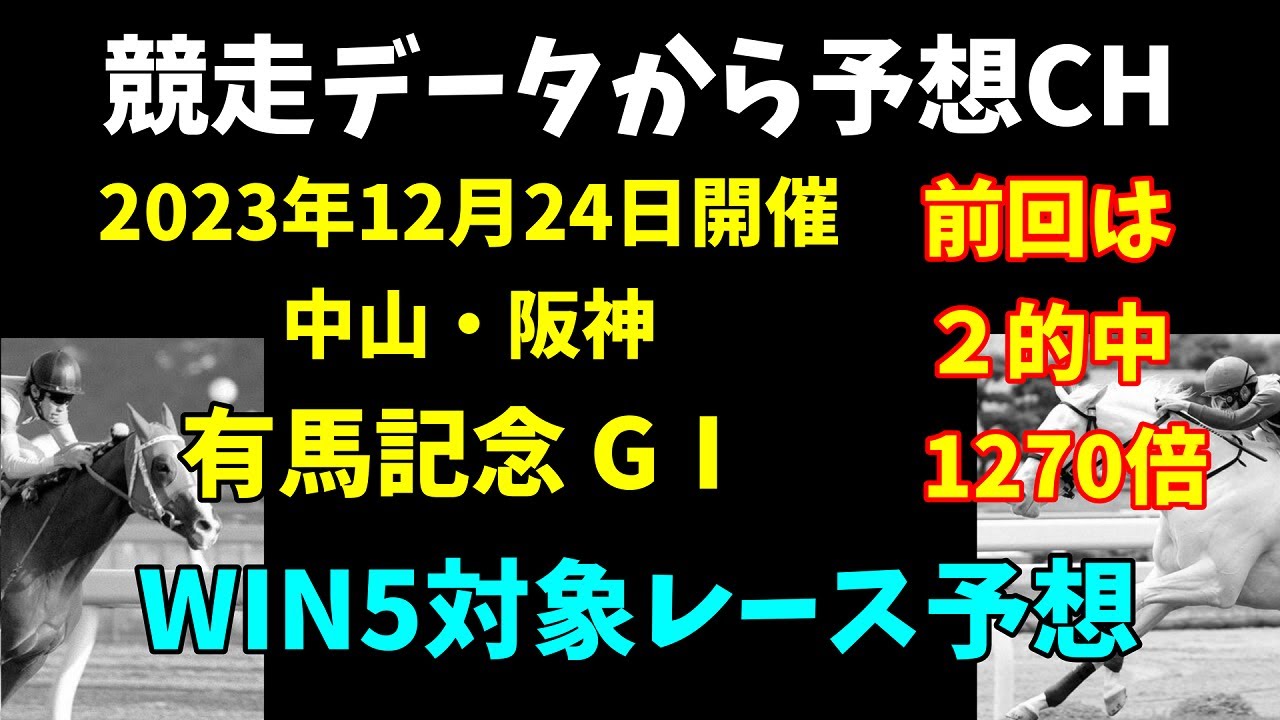 【競馬予想】2023-12-24　中山・阪神　WIN5対象５レース予想　３連単予想　穴馬を探します