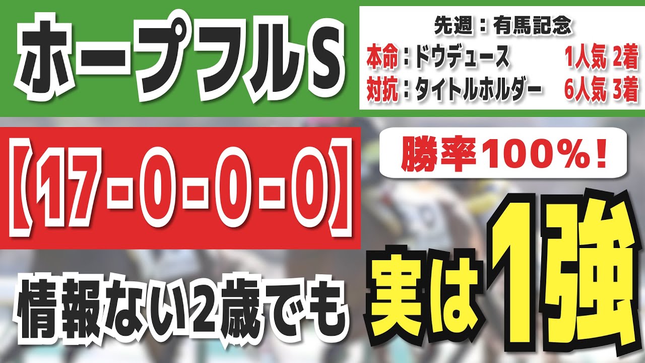 【ホープフルステークス2023】実は１強「17-0-0-0」勝率100％の鉄板データ発見！今年秋競馬「１４週連続的中」の競馬推進室オススメの軸１頭はコレ！