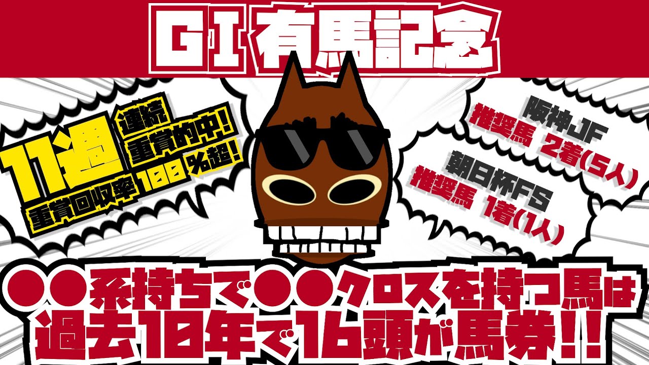 【有馬記念2023】【血統予想】【指数予想】〇〇系持ちで〇〇クロスを持つ馬は過去10年で16頭が馬券!!