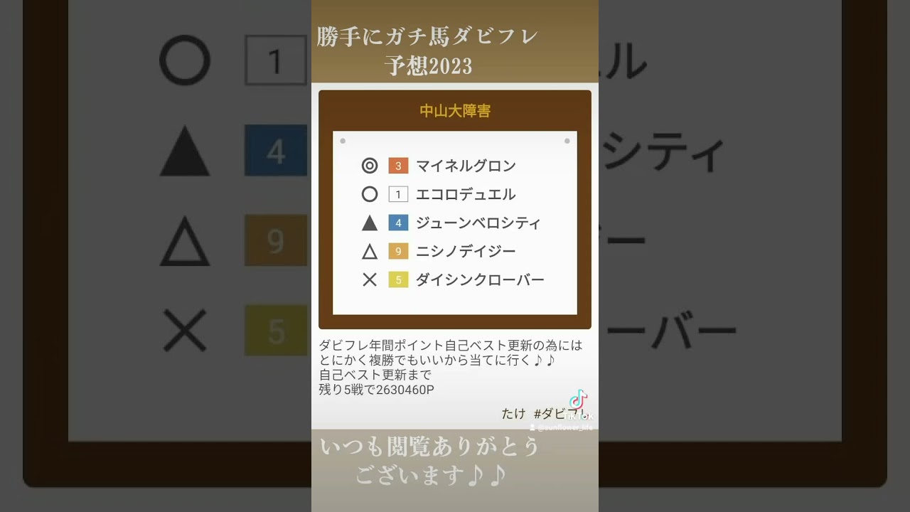中山大障害 勝手にガチ馬ダビフレ予想2023 vol.147 #競馬予想 #競馬好きと繋がりたい #競馬 #競馬好きな人と繋がりたい #推し馬グランプリ #中山大障害 #中山大障害予想#ダビフレ