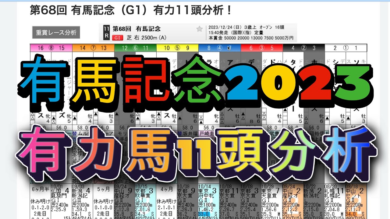 【有馬記念2023】有力11頭分析！穴馬は牝馬！朝日杯＆阪神JF的中！軸馬配信85戦79勝 的中率９３％！有馬記念 競馬予想 競馬ソフト  競馬過去データ分析予想