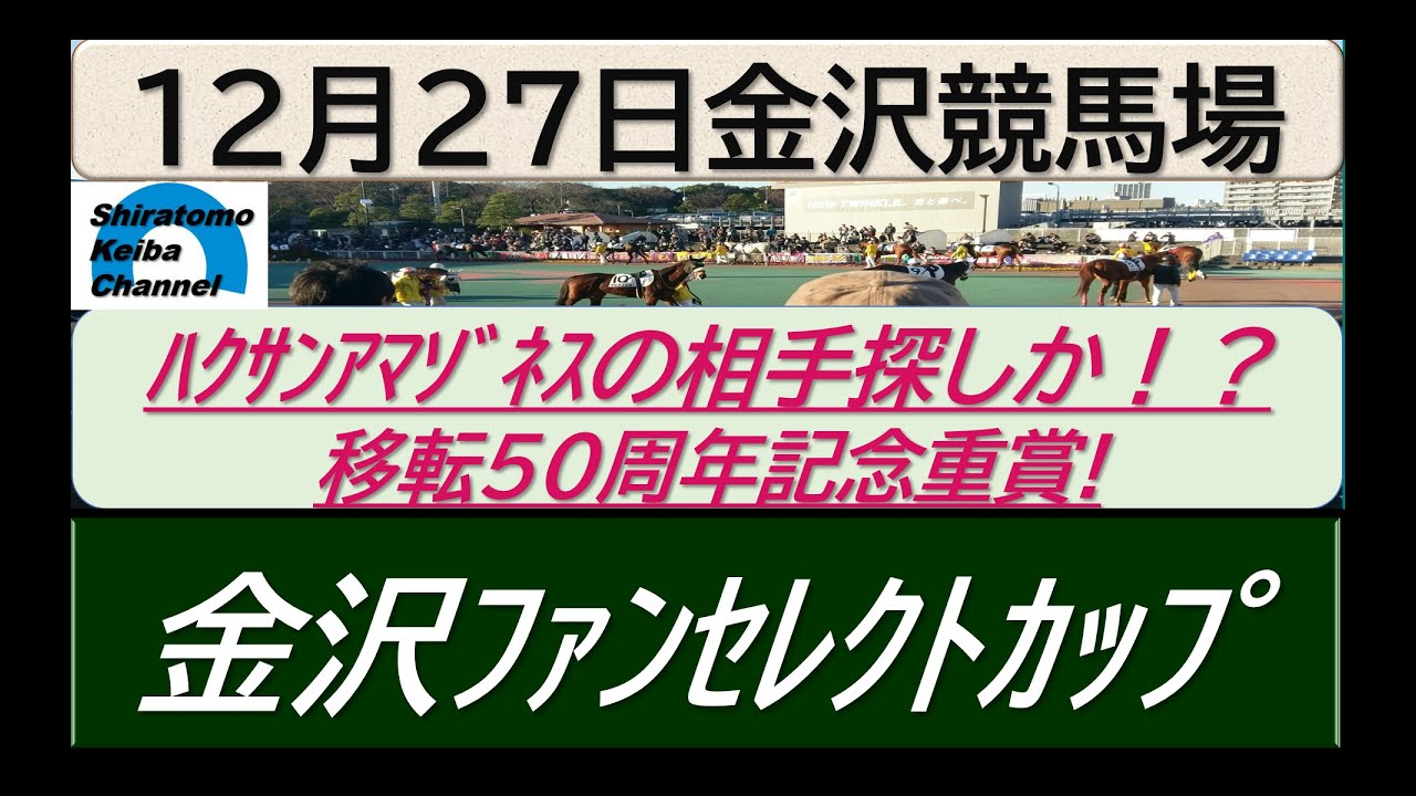 【競馬予想】重賞・金沢ファンセレクトカップ～２０２３年１２月２７日 金沢競馬場 ：１２－３１