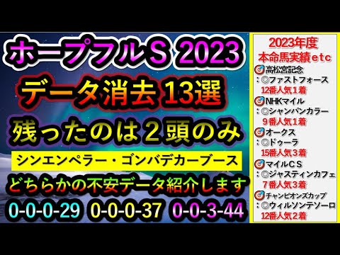 ホープフルステークス2023 【消去データ13選】 シンエンペラー・ゴンバデカーブースのどちらかに不安データ　残ったのは2頭のみ