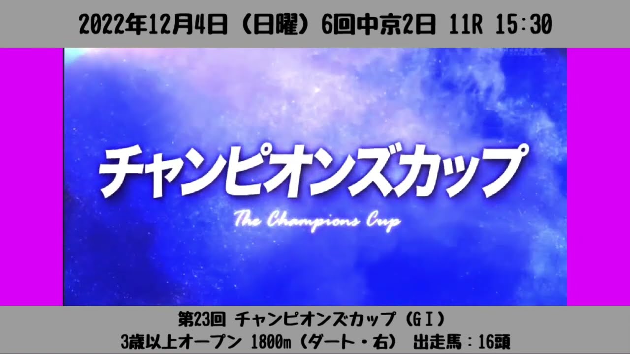 【レース前VTR】第23回 チャンピオンズカップ（GⅠ）［2022/12/4 中京11R］