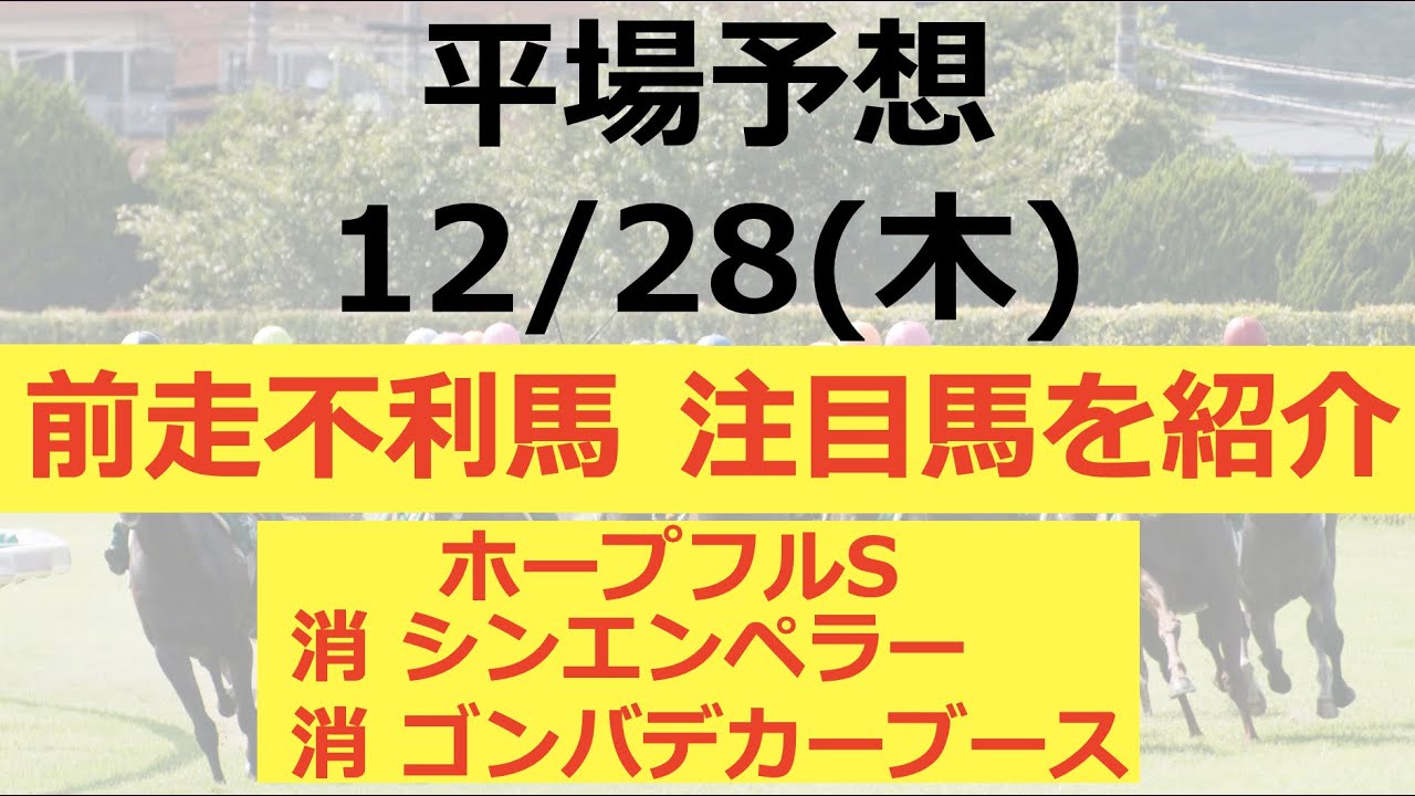 【平場予想】阪神1R-3R/中山1R-4R +ホープフルS