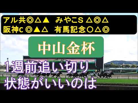 中山金杯2024　1週前追い切り　中間の調整過程など。