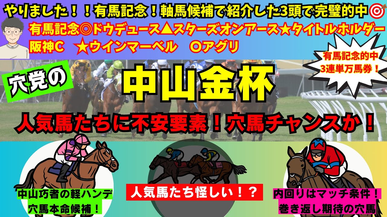 【穴党の中山金杯2024】【有馬記念3頭完璧的中！軸候補紹介した3頭で決着！】穴党が中山金杯で狙いたい馬を紹介！