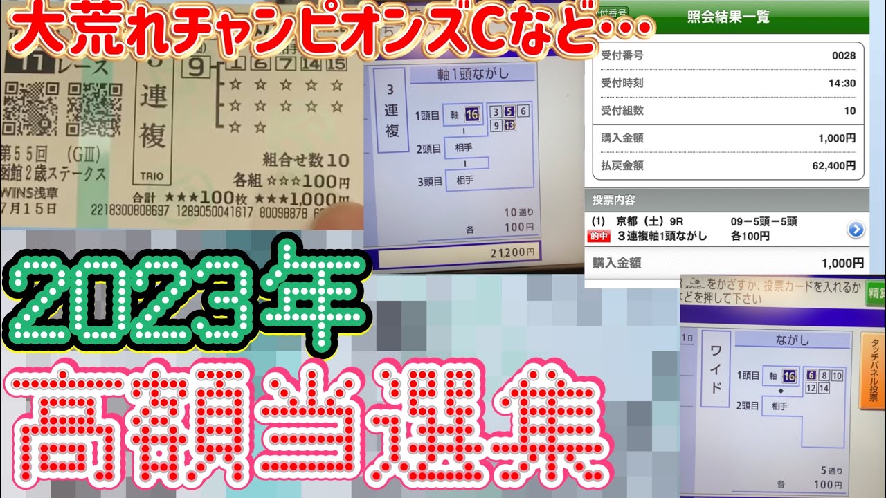 【競馬予想】2023年の競馬高額勝ち馬券集・振り返り(3連複など)