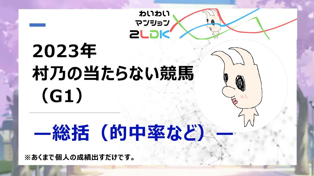 【2023年総括-競馬編-】ゲーム実況チャンネルなのに競馬予想してたのでまとめてみた【わいマン2LDK】【村乃】