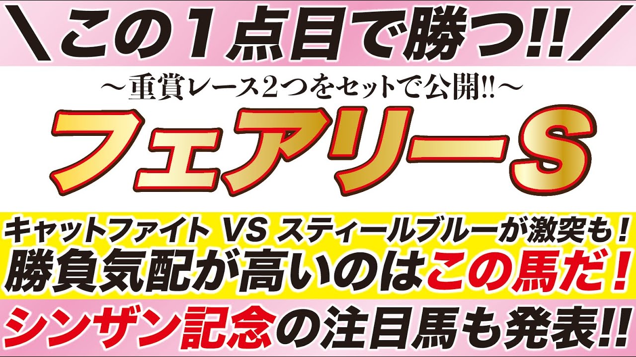 フェアリーステークス 2024【予想】キャットファイト VS スティールブルーが激突も！異様に勝負気配が高いのはこの馬だ！シンザン記念の注目馬も発表!!