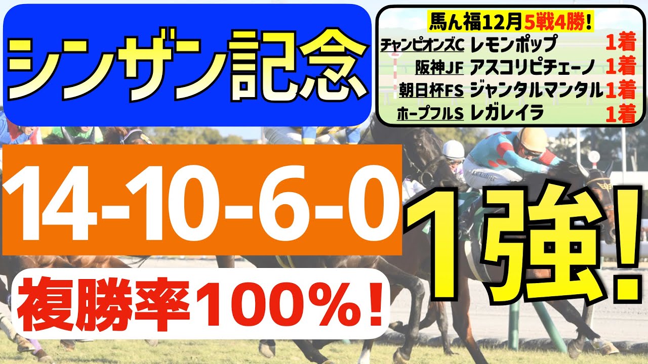 【シンザン記念2024】有望な１強「14-10-6-0」複勝率100％の激アツデータ発見！昨年秋Ｇ１シリーズ「１２戦９勝」の私馬ん福が選ぶ軸一頭はコレ！