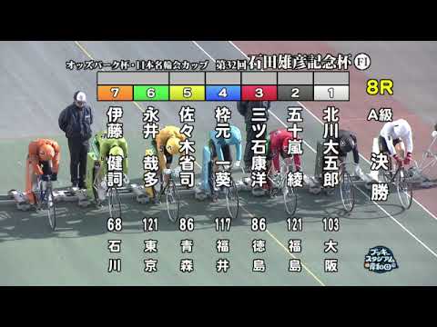 【岸和田競輪場】令和６年１月９日 8R オッズパーク杯 日本名輪会カップ 第32回石田雄彦記念杯 FⅠ　3日目【ブッキースタジアム岸和田】