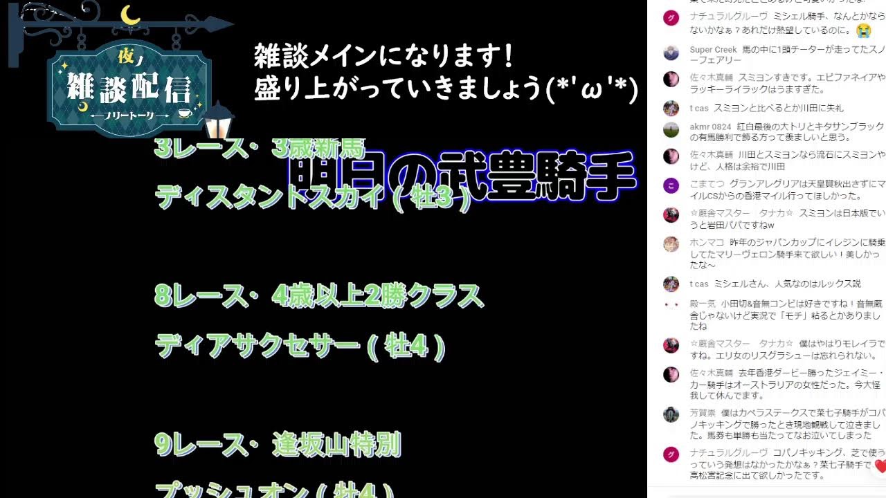 【ライブ配信】今日の武豊！　明日はいよいよヤマニンウルス♪
