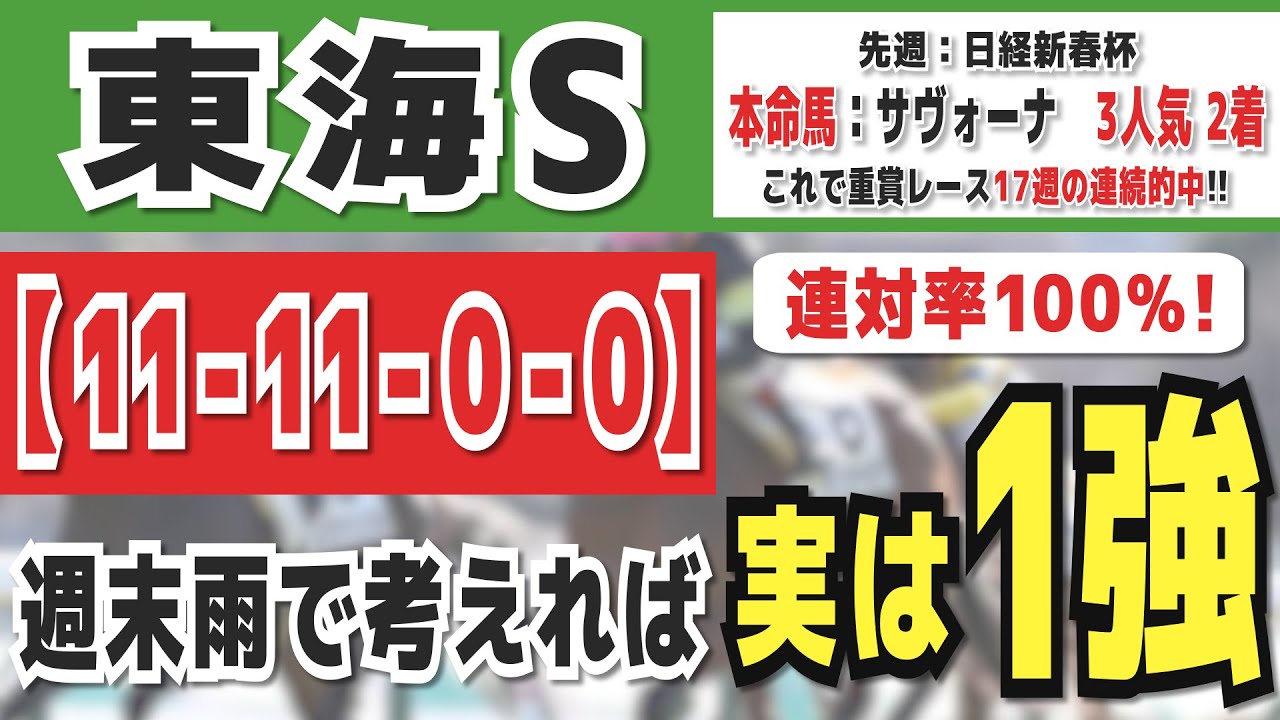 【東海ステークス2024】実は1強「11-11-0-0」連対率100％の鉄板データ発見！昨年から重賞「17週連続的中」の競馬推進室オススメの軸1頭はコレ！