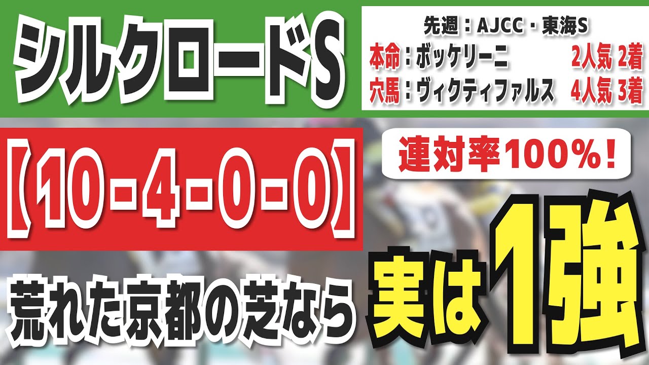 【シルクロードステークス2024】実は1強「10-4-0-0」連対率100％の鉄板データ発見！昨年から重賞「18週連続的中」の競馬推進室オススメの軸1頭はコレ！